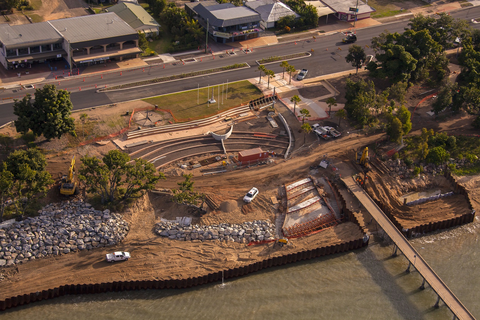 Aerial view of the foreshore during construction